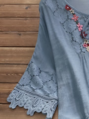  Floral Appliques Guipure Lace Top