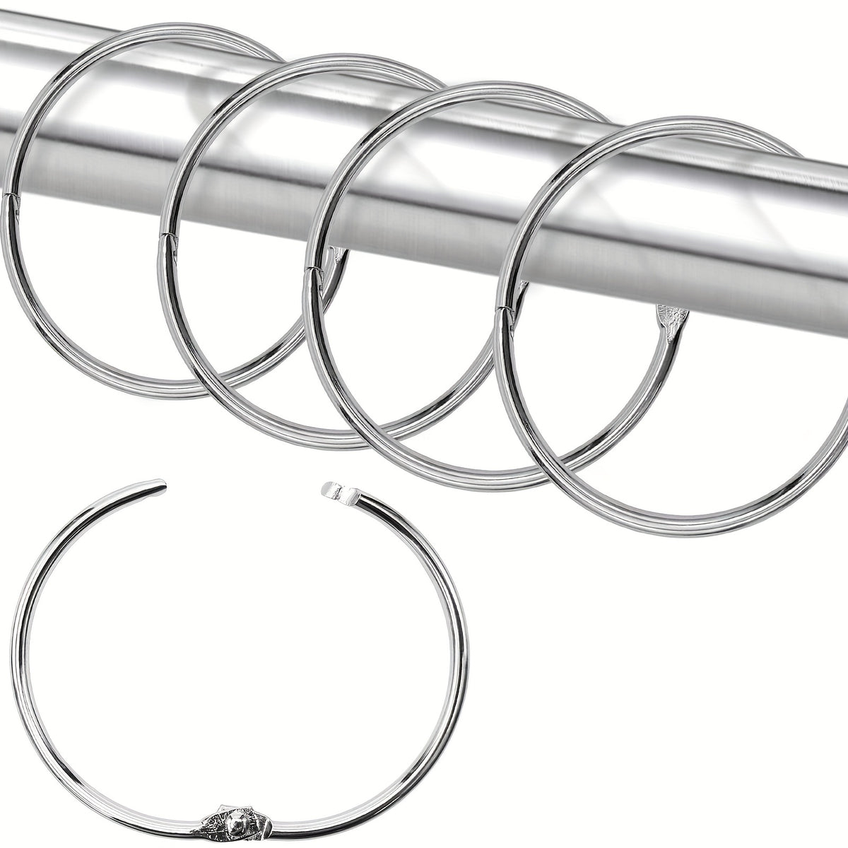 24pcs Anti Rust Metal Shower Curtain Hooks Sliding Smooth Circular