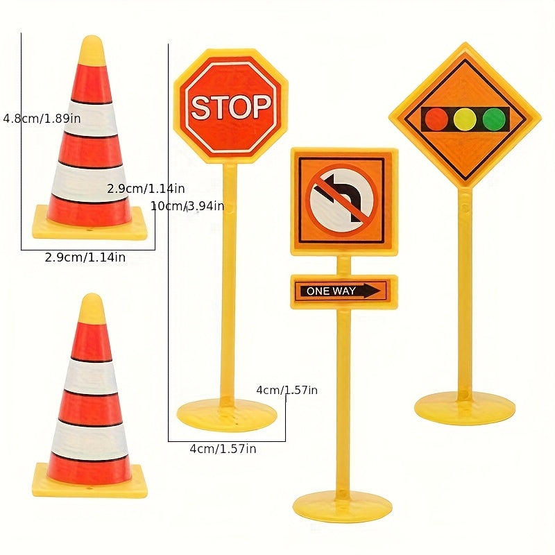 5pcs Road Sign Model Toys Mini Roadblock Plastic Construction Traffic Signs