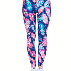 Feather Print Skinny Leggings Stretchy Women's Clothing