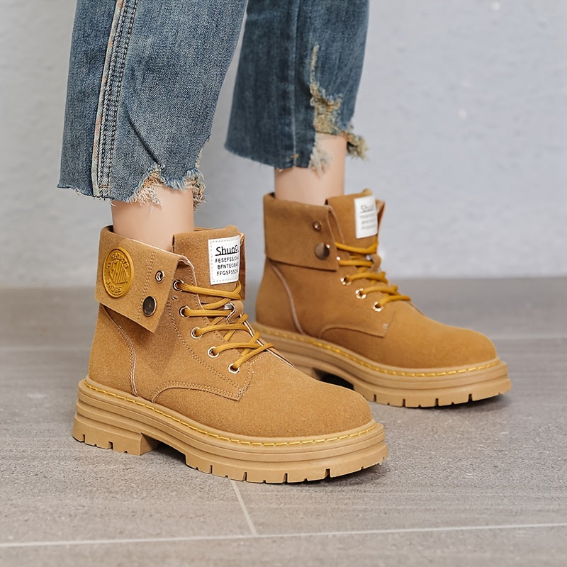 Platform Lace Up Combat Boots Zipper Women's Footwear