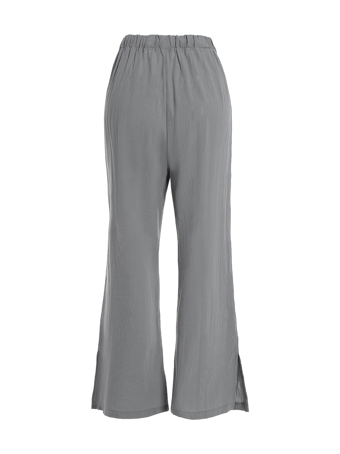 Drawstring Split Pants Casual Elastic Waist Long Solid Pants