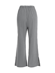 Drawstring Split Pants Casual Elastic Waist Long Solid Pants
