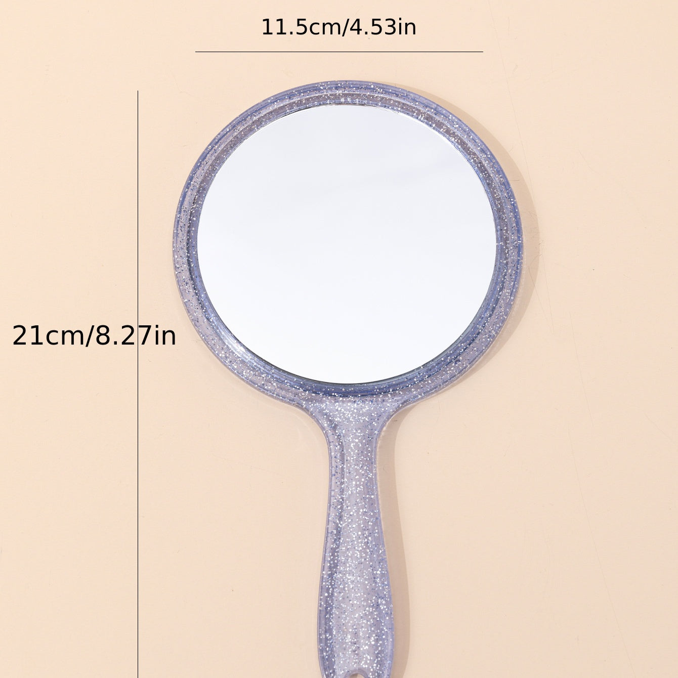 Round Handheld Makeup Vanity Mirror Bright Purple Handle