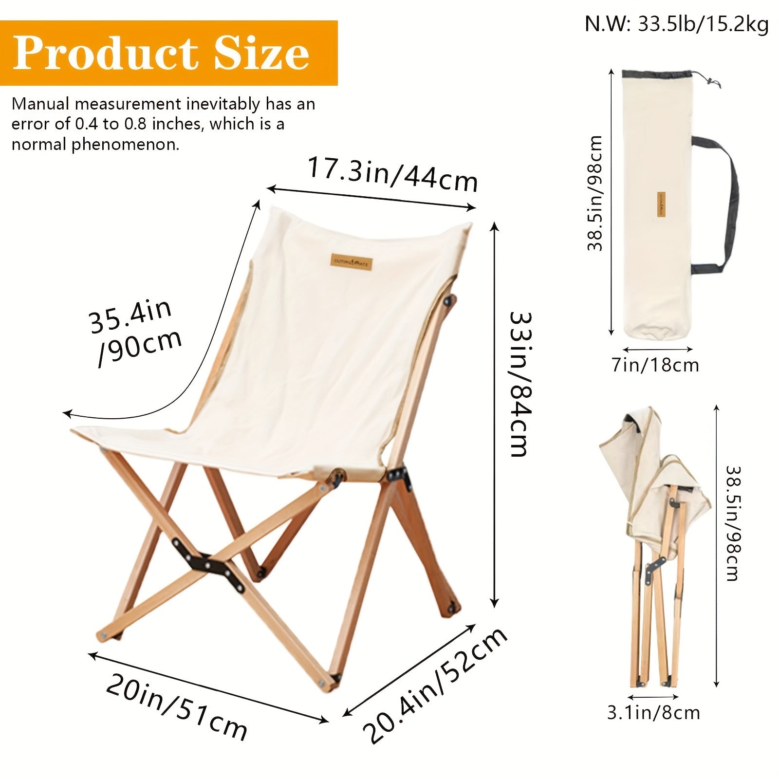 Outdoor Folding Chair Courtyard Picnic Chair Camping Wooden Chair