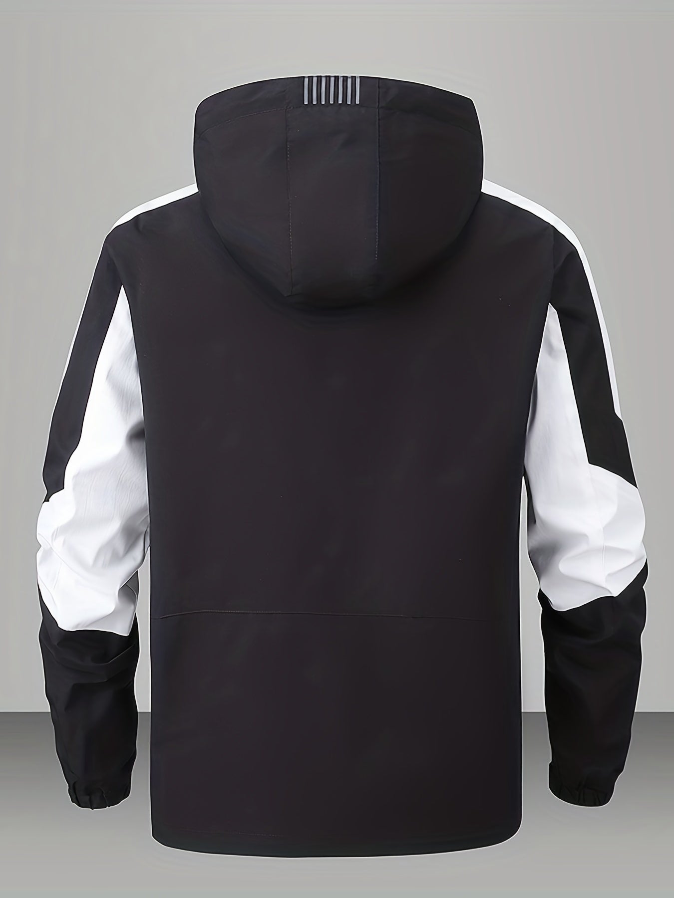 Men's Block Hooded Jacket Zip Up Windbreaker for Outdoor