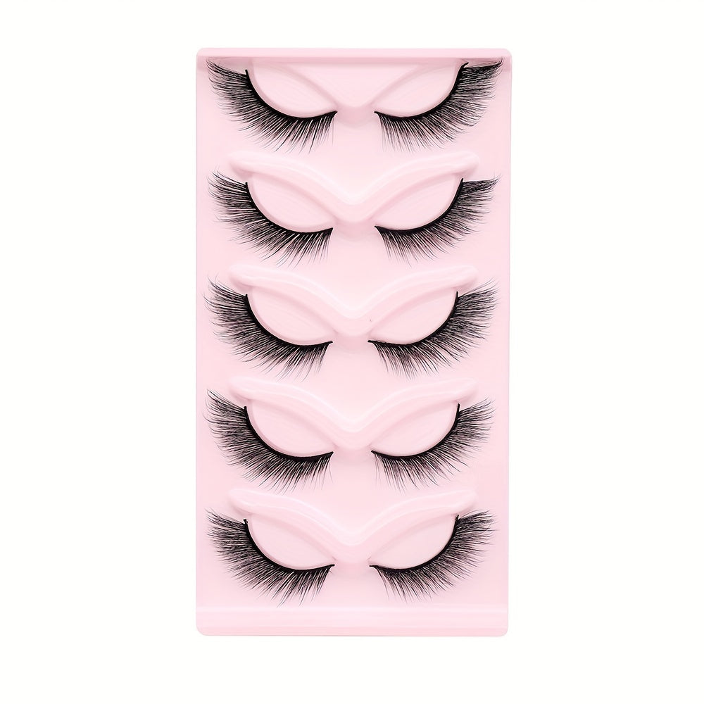 5 Pairs Cat Eye Lashes Winged End Eye Elongated Eyelashes Fox Eye Lashes