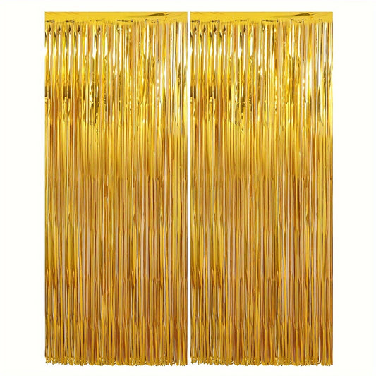 2Packs Foil Streamer Fringe Backdrop Tinsel Metallic Photo Decoration