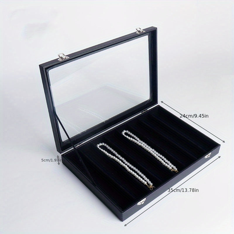 PU Leather Jewelry Box Display Tray 8 10 Grids Necklaces Bracelets Organizer