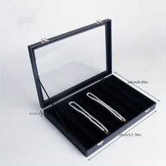 PU Leather Jewelry Box Display Tray 8 10 Grids Necklaces Bracelets Organizer