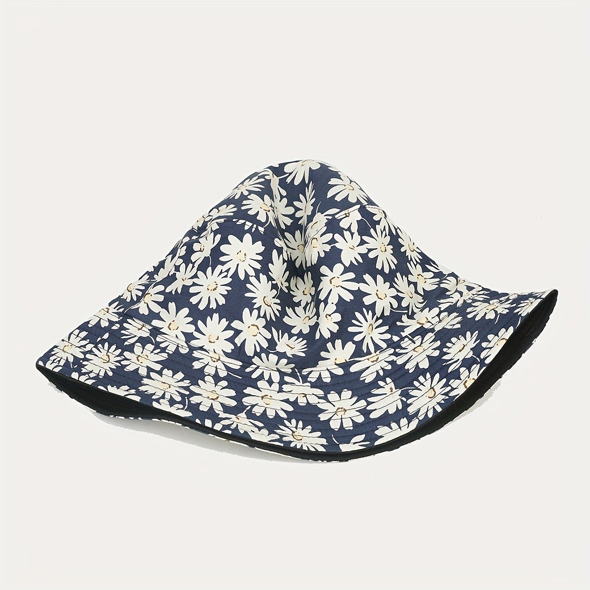 Daisy Print Reversible Bucket Hat Small Chrysanthemum Print