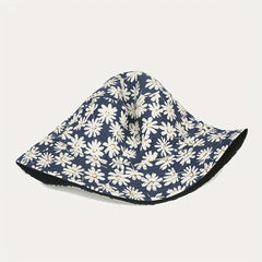 Daisy Print Reversible Bucket Hat Small Chrysanthemum Print