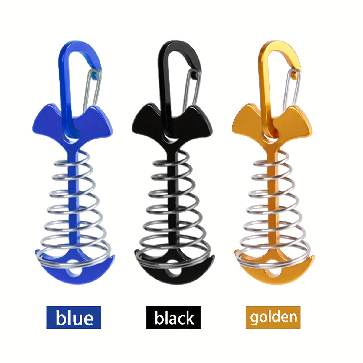 2PCS Spring Fishbone Ground Nails for Camping Tent Canopy