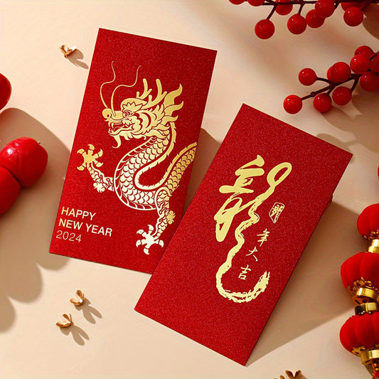 12pcs Year Of The Dragon Red Envelope Creative Good Luck Red Envelopes
