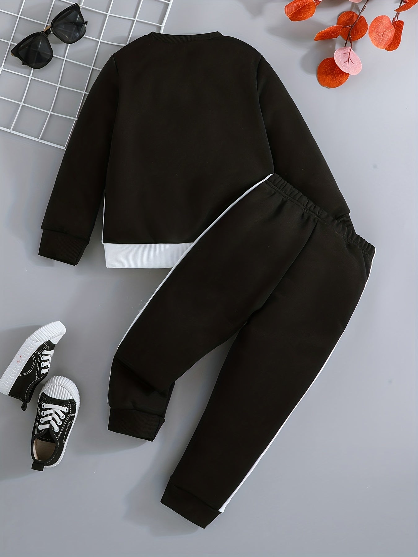 Toddler Boys Block Letter Long Sleeve Pullover Top Pants Set