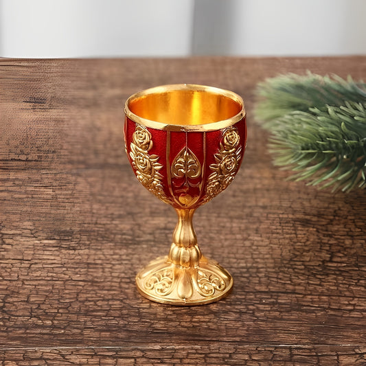 Vintage Classical Metal Wine Glass with Carved Patterns - Home and Kitchen Decor
