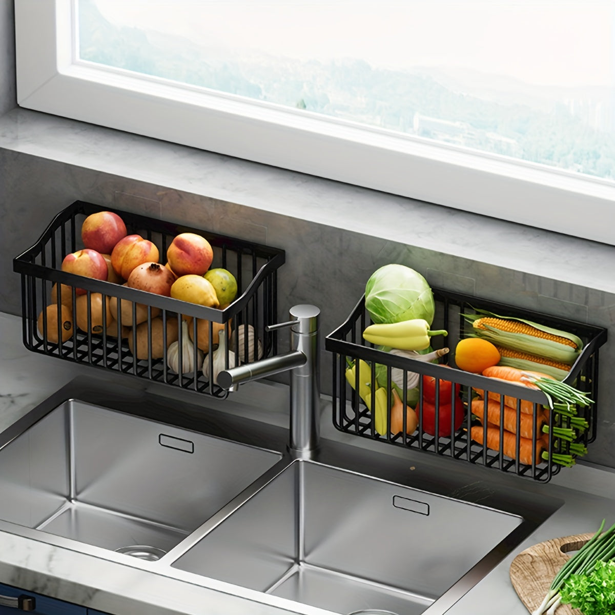 Fruit And Vegetable Basket Wall Mounted Storage Baskets Kitchen Storage