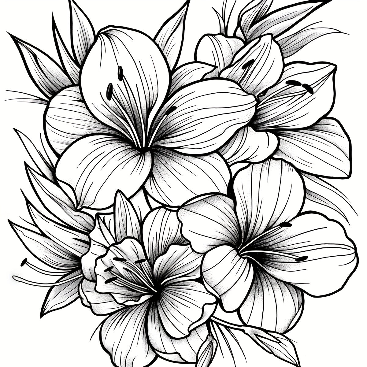 Coloring Book Blooming Flowers Clear Lines & Patterns Gift for Friends