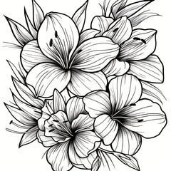 Coloring Book Blooming Flowers Clear Lines & Patterns Gift for Friends