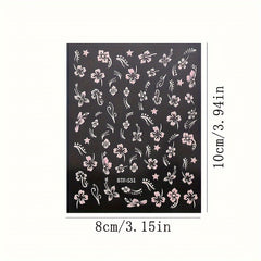 Floral Nail Art Stickers Decals - Glitter Adhesive Nail Embellishments