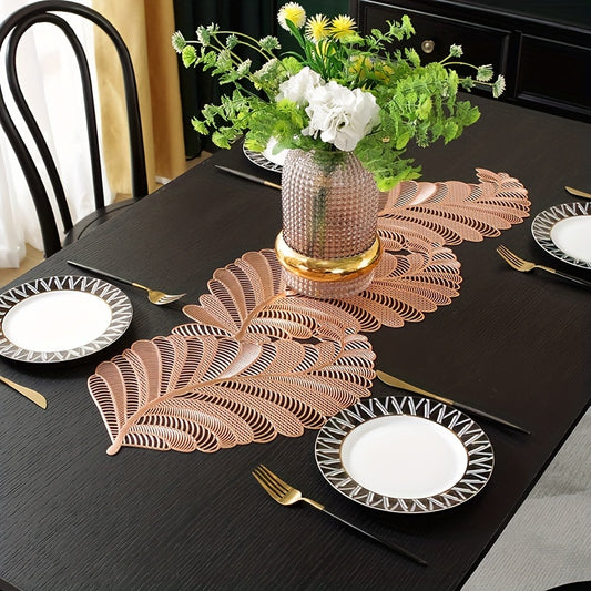 Heat Insulating PVC Table Mat with Hollow Leaf Design