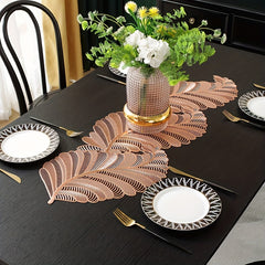 Heat Insulating PVC Table Mat with Hollow Leaf Design