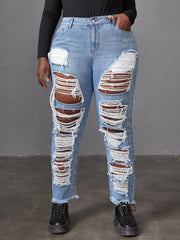  Distressed Straight Leg Jeans Y2K Style