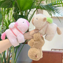Pink Capybara Plush Toy Bracelet Soft Plush Material Interactive Kids Gift