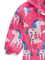 Girls Unicorn Print Hooded Jacket for Winter