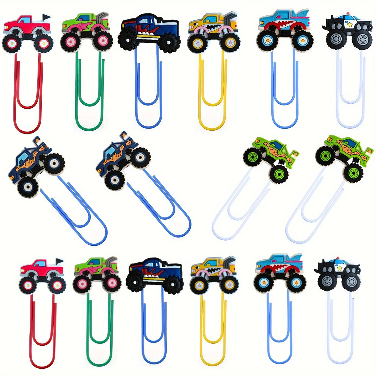 8pcs Monster Truck Paper Clips Office Supplies Desk Accessories Stationery
