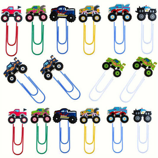8pcs Monster Truck Paper Clips Office Supplies Desk Accessories Stationery
