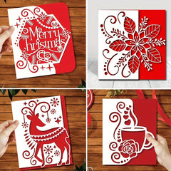 Christmas Deer Flower Coffee Cup Metal Cutting Dies Scrapbooking Craft