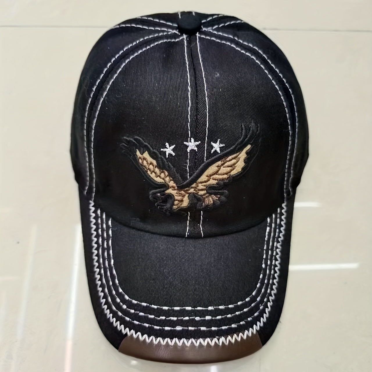 Classic Rivet Hip Hop Hat Stitch Casual Baseball Cap Mens Embroidered Eagle