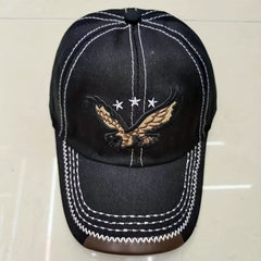 Classic Rivet Hip Hop Hat Stitch Casual Baseball Cap Mens Embroidered Eagle