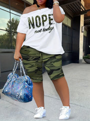 Camouflage Print Casual Two piece Set Short Sleeve T shirt & Shorts