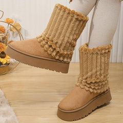 Women's Plush Lined Snow Boots Casual Thermal Furry Snow Shoes