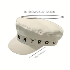 Embroidered Beret Cap Metal Star Strap Women Octagonal Hats