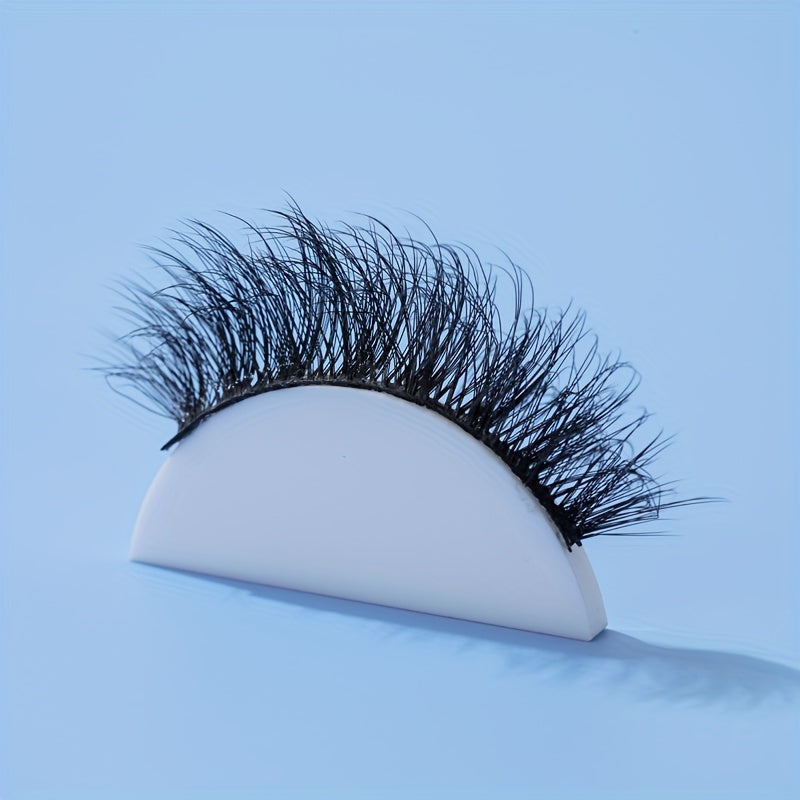 7 Pairs 5D Curly False Eyelashes Cross 12mm Cat Eye Look Thick Lashes