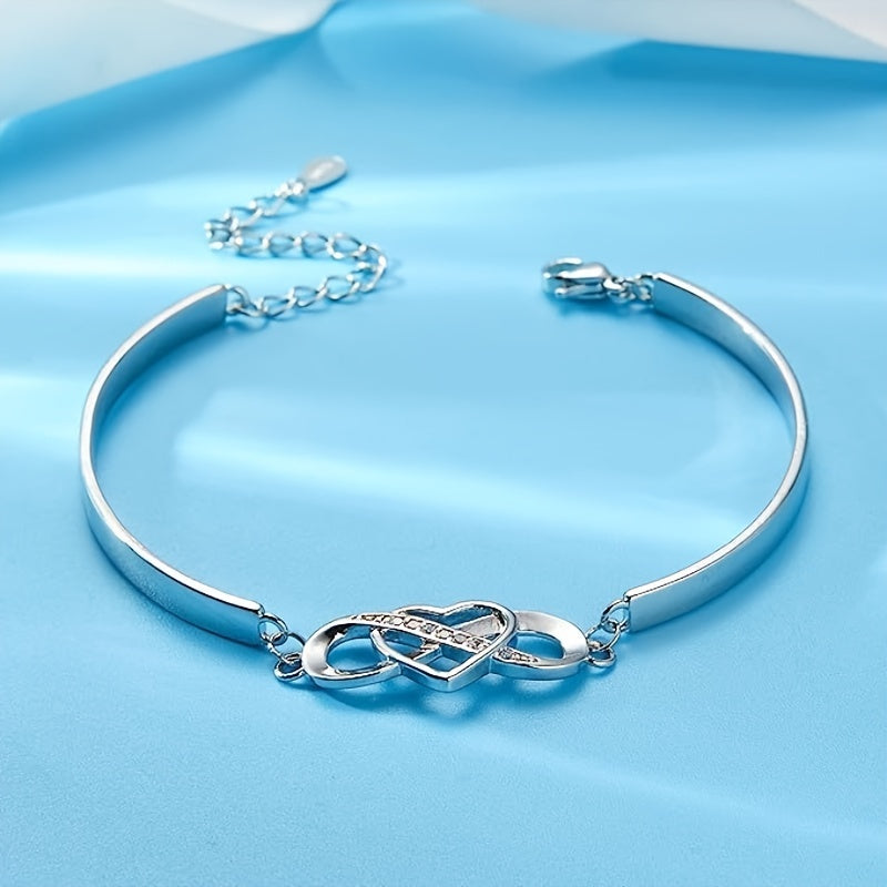 Heart Infinity Bangle for Sister, CZ Decor, Gift Card, Friendship