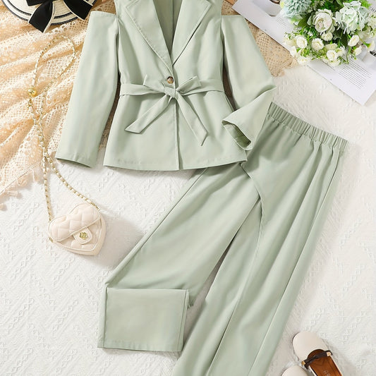 Girl's Cut Out Blazer & Pants Set Casual Outfits