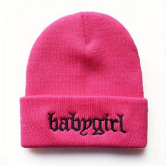 Unisex Babygirl Embroidered Warm Knit Hat for Kids & Teens