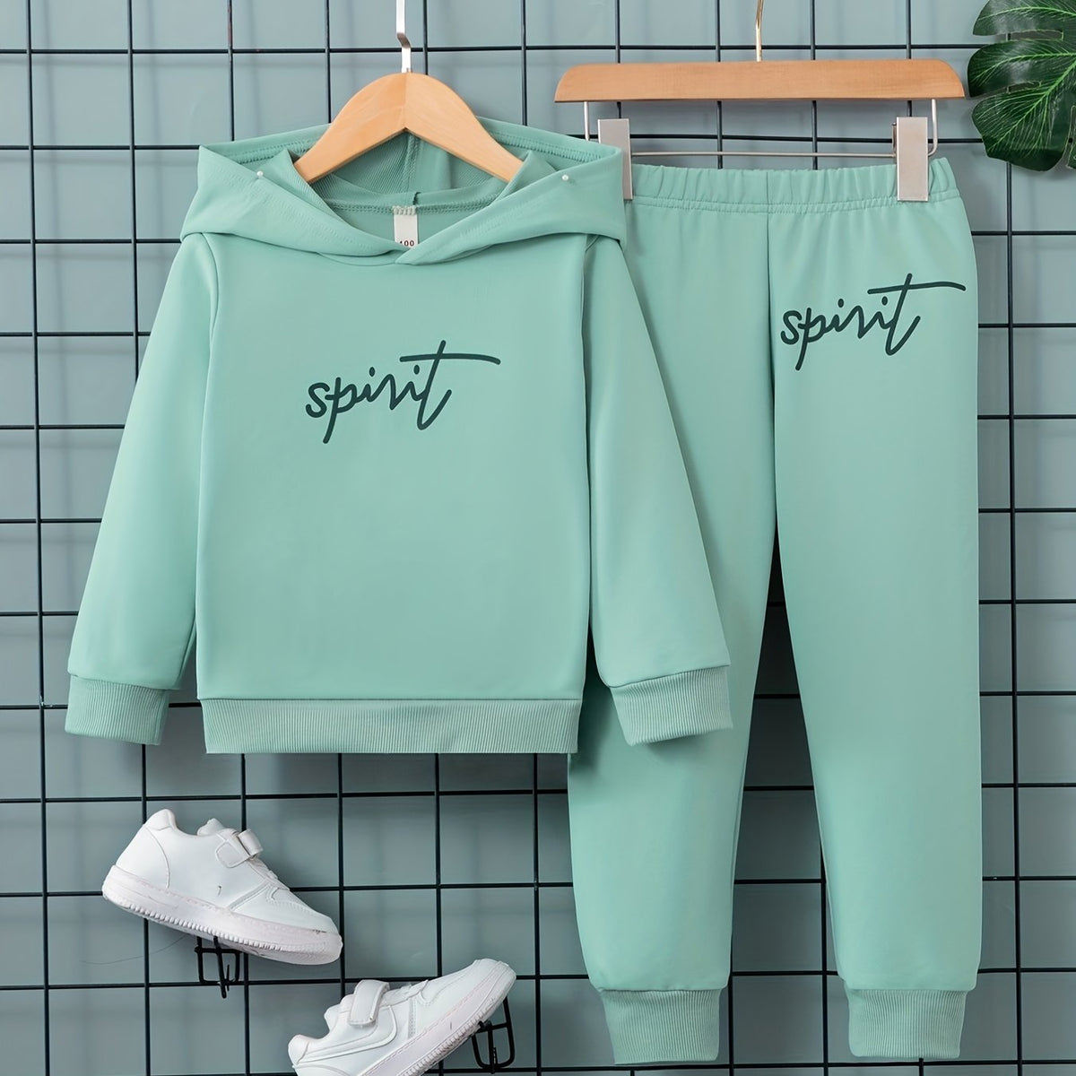 Boy's SPRIT Print Hoodie & Sweatpants Set Casual Kid's Clothes
