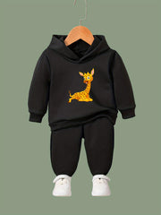 OERYUI Giraffe Print Hoodies Pants Set For Kids Spring Fall Sports Gift