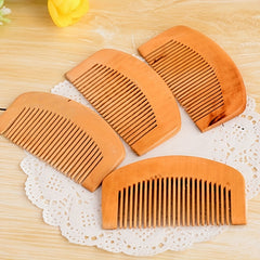 Natural Peach Wooden Comb Engraved Healthy Massage Anti Static Hair Care Tool