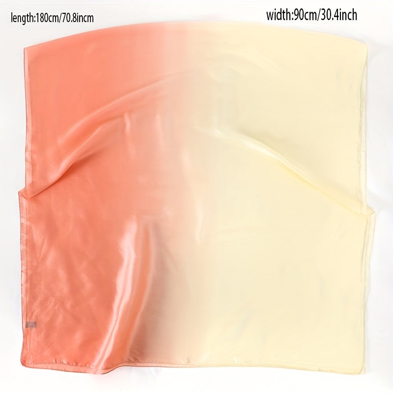 Gradient Silk Shawl Windproof Travel Scarf for Women