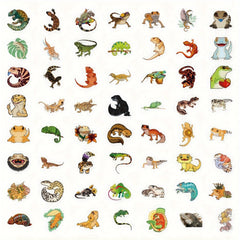 55pcs Reptile Cartoon Stickers Vinyl Decals Multicolor for Laptops Water Bottles