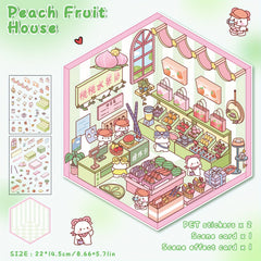 1pc 3D House Stickers Reusable Self Adhesive PET Decals for Laptop & Desk Decor