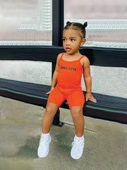 Girls Letter Graphic Cami Romper Casual Sports Jumpsuit Kids Summer Clothes