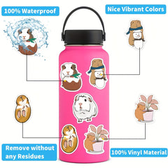 50pcs Guinea Pig Vinyl Stickers for Scrapbooking Diaries Water Bottles