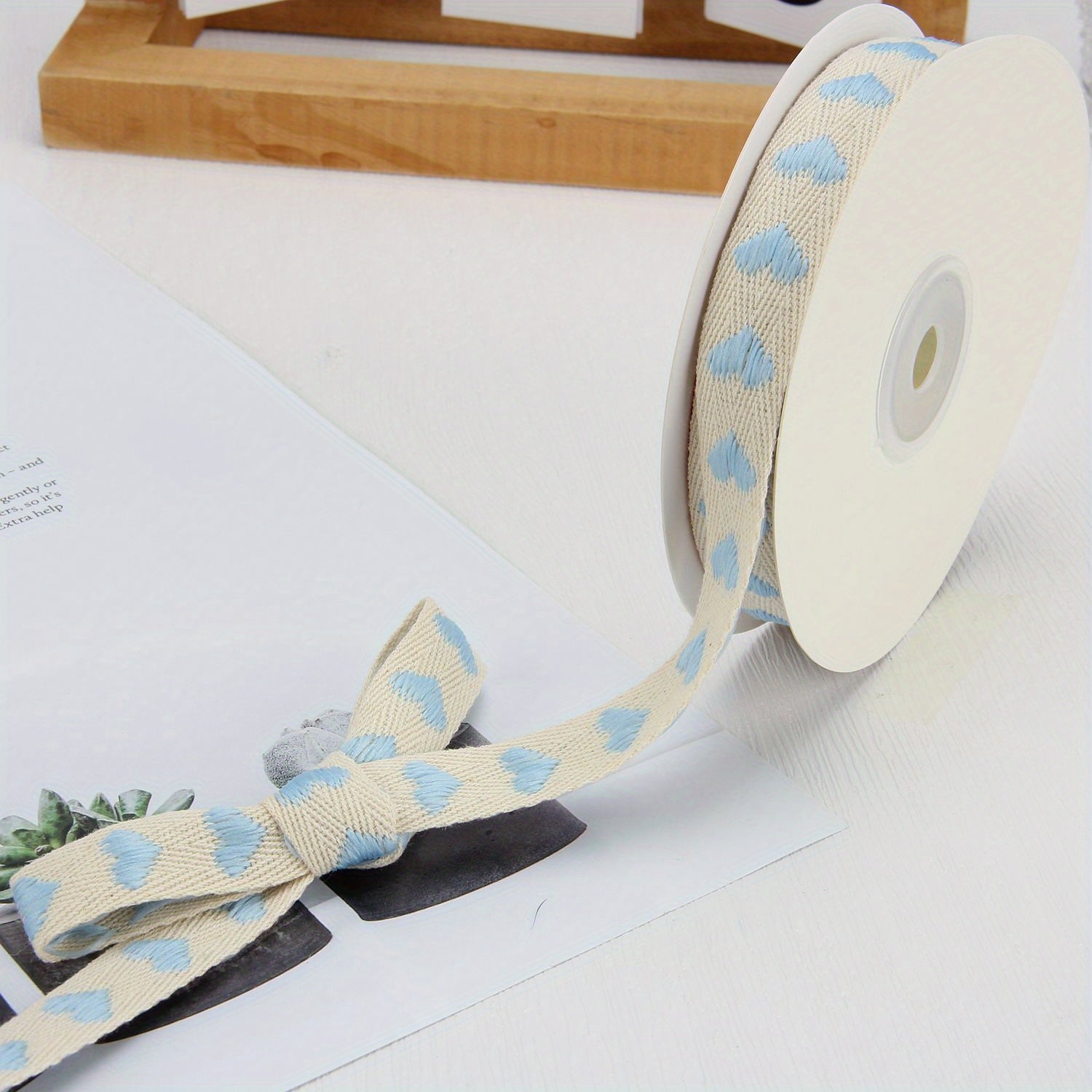 9m Embroidery Peach Heart Webbing Flower Gift Wrapping Cake Baking Packaging
